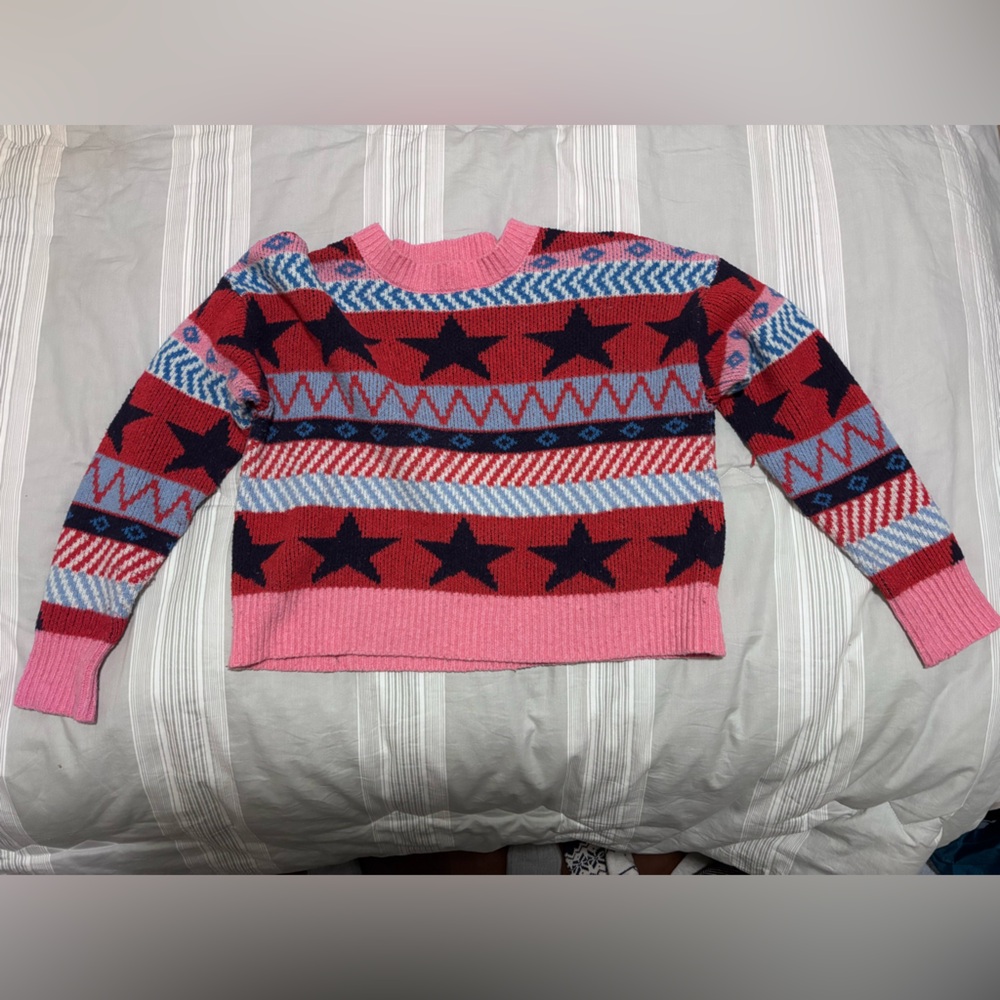 William Rast Pink and Blue Star Sweater